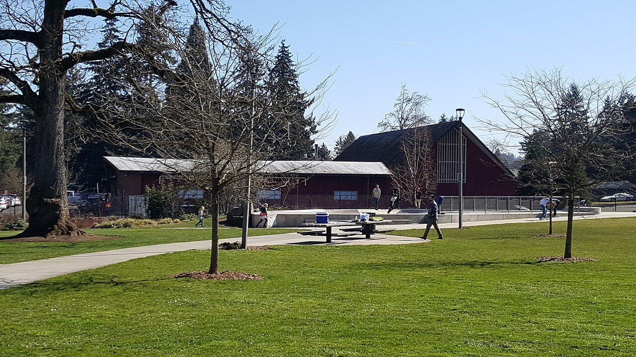 Trees and recreation areas at Khunamokwst Park in Portland